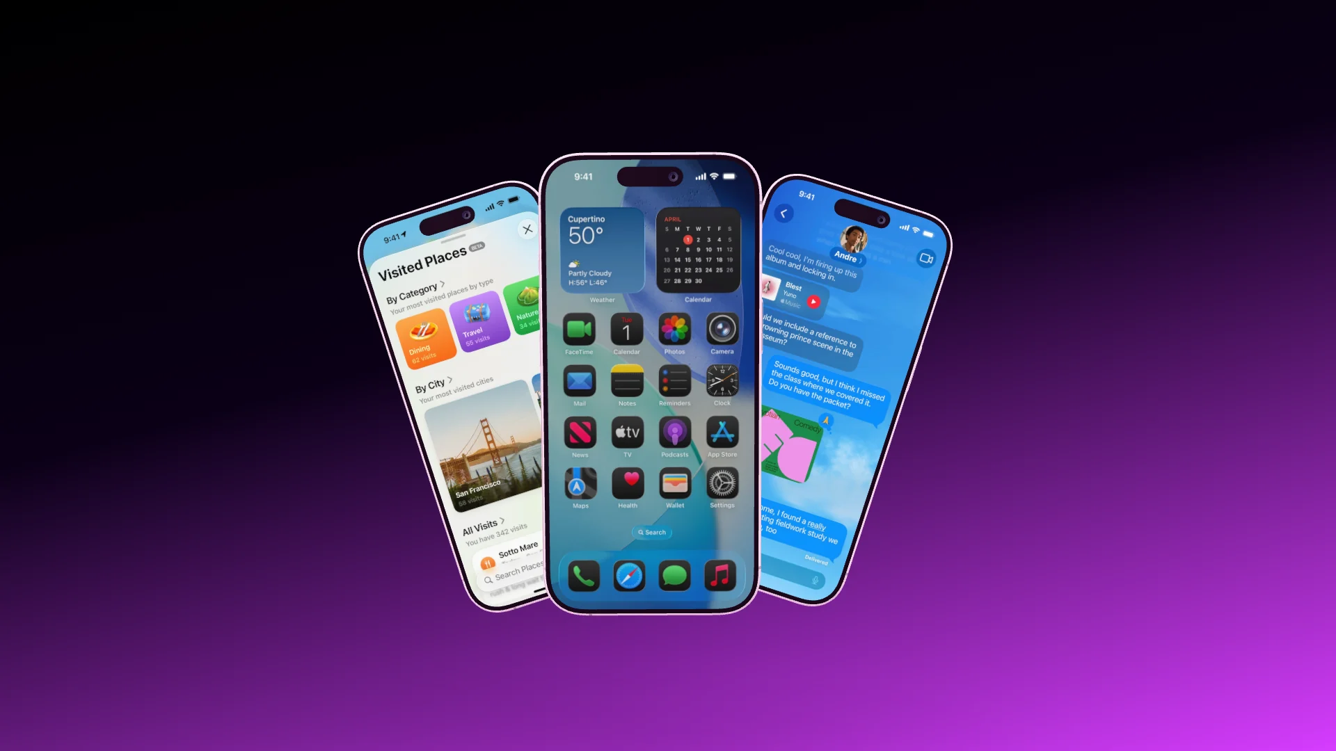 Three fanned-out iPhone 17 with screenshots, built by an AI over MCP