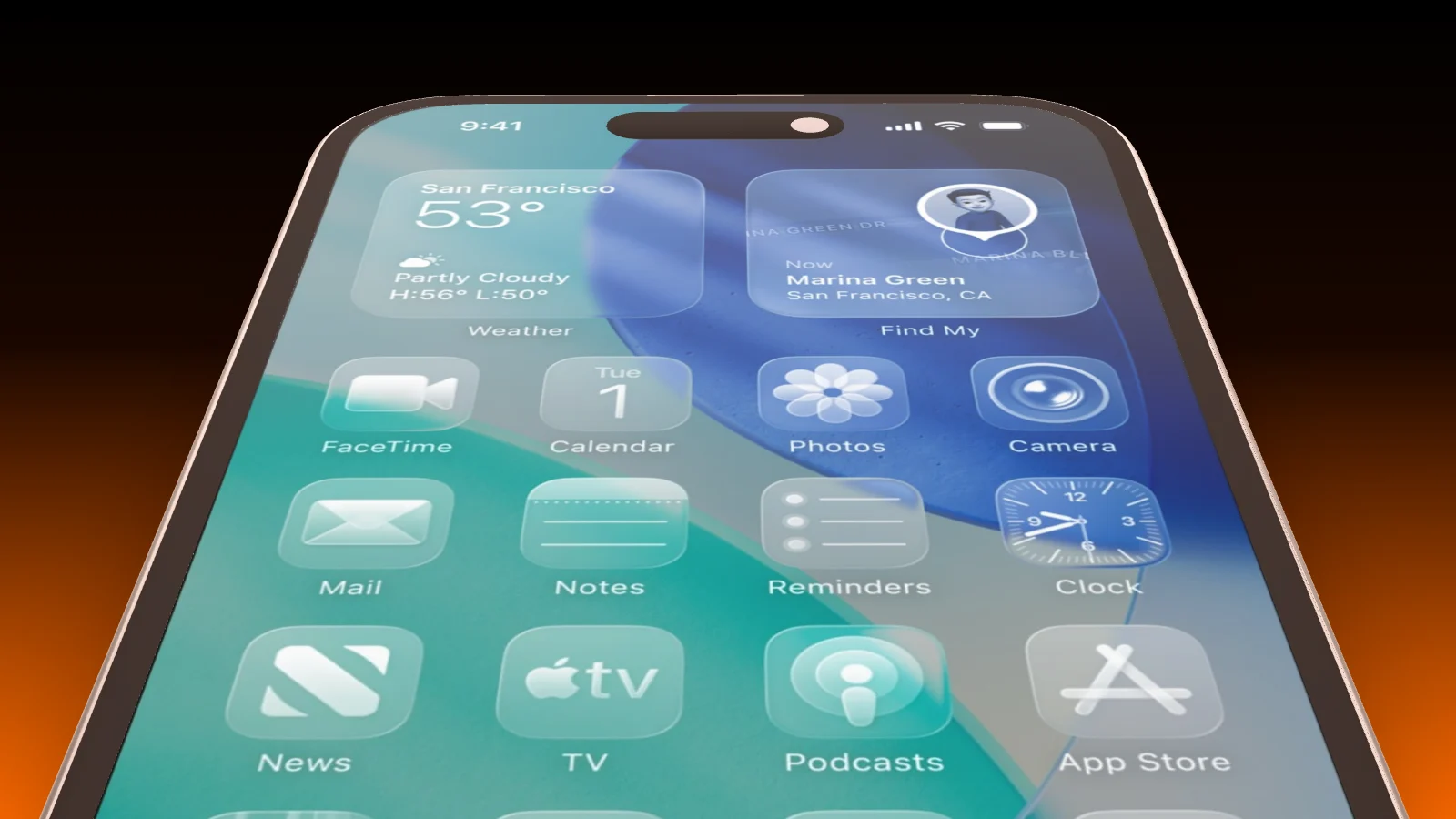 The camera glides along an iPhone 16 lying flat, from the bottom edge to the top.