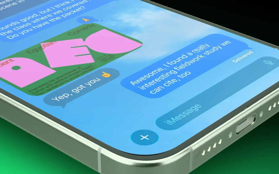 The camera pushes in on an iPhone 16 Pro Max lying flat, right up to its bottom edge.