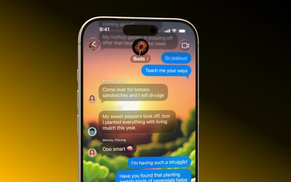 The camera travels over the screen of an iPhone 17 Pro, then the phone spins around once.