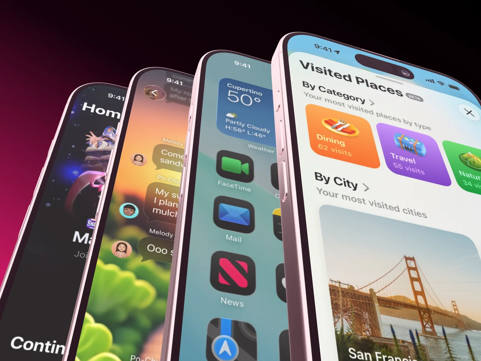 Four iPhone 17 fanned out like a hand of cards, close enough to crop.