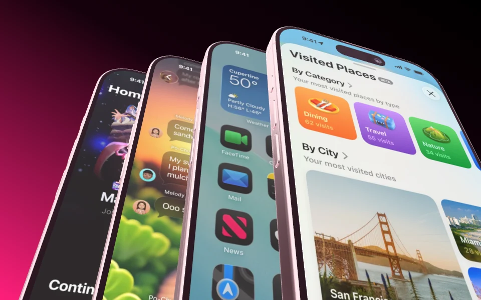 Four iPhone 17 fanned out like a hand of cards, close enough to crop.