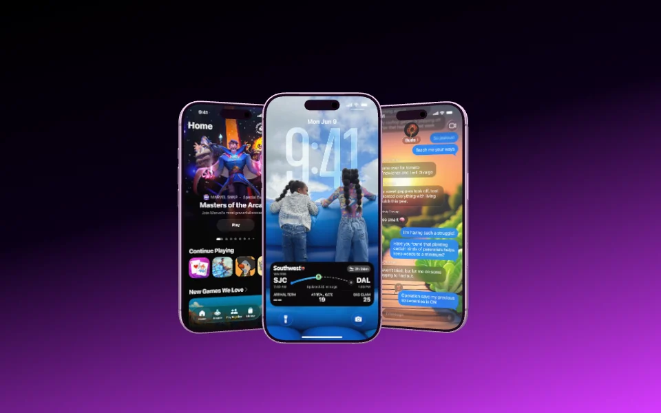 Three iPhone 17 Pro facing the camera, the middle one stepped forward.