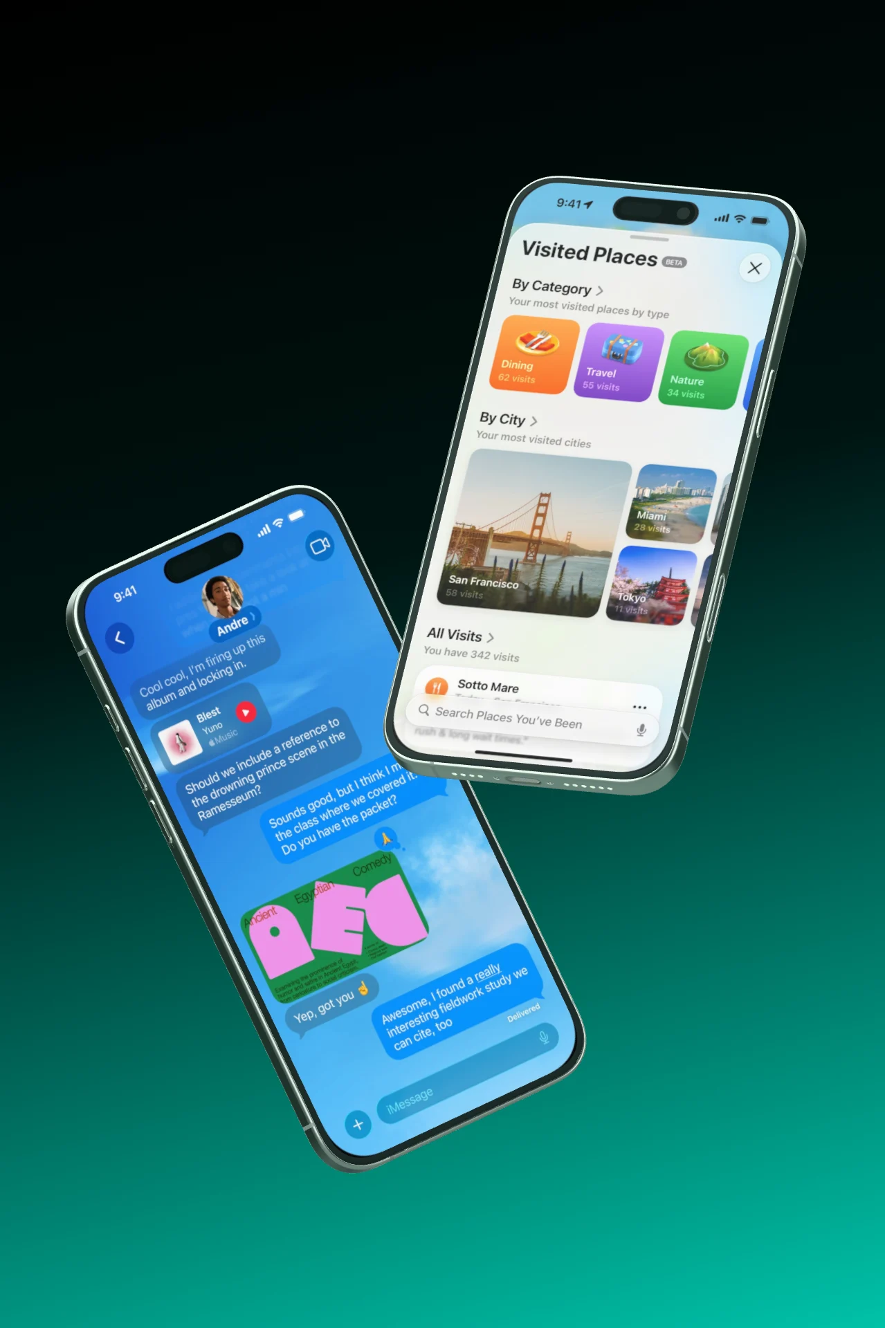 Two iPhone 16 Pro Max crossing in portrait format.