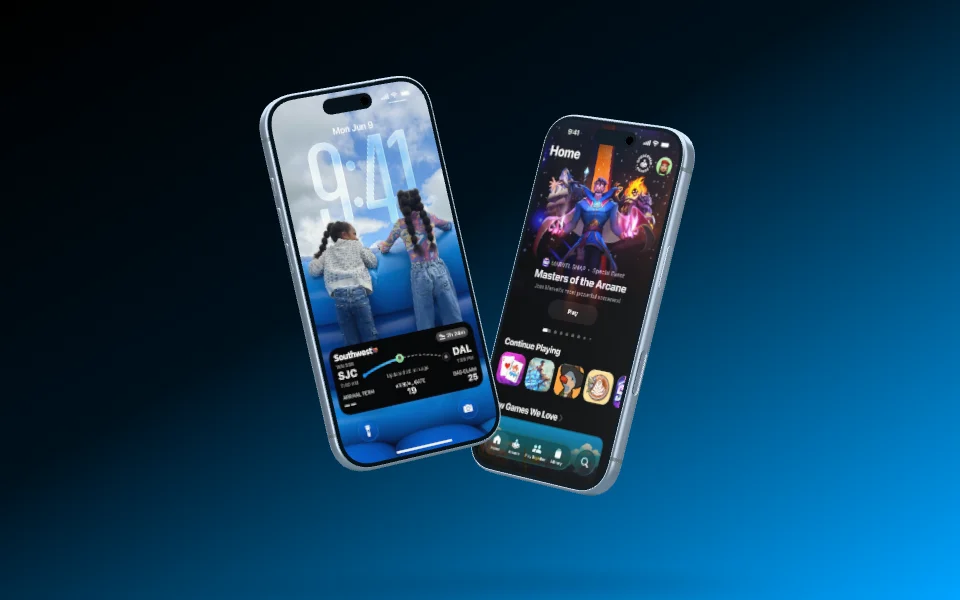 Two iPhone 17 Pro floating as mirror images of each other.